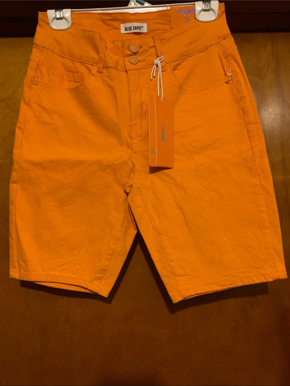 NWT Blue Savvy Size 9 Orange Denim Bermuda Shorts